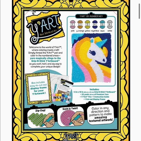 Y'Art Unicorn — Yarn Works of Art — Mess-Free Artistic Craft Activity — NIB - Picture 3 of 5